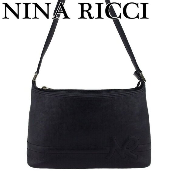 NINA RICCI Shoulder Bag NR Mark Leather Authentic Used - Picture 2 of 9